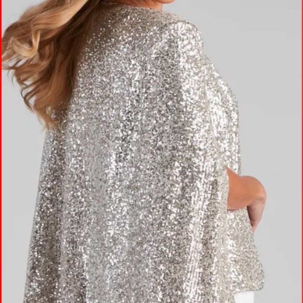 Windsor Silver Sequin Cape Jacket - image 6